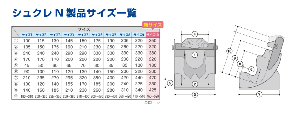 製品サイズ表